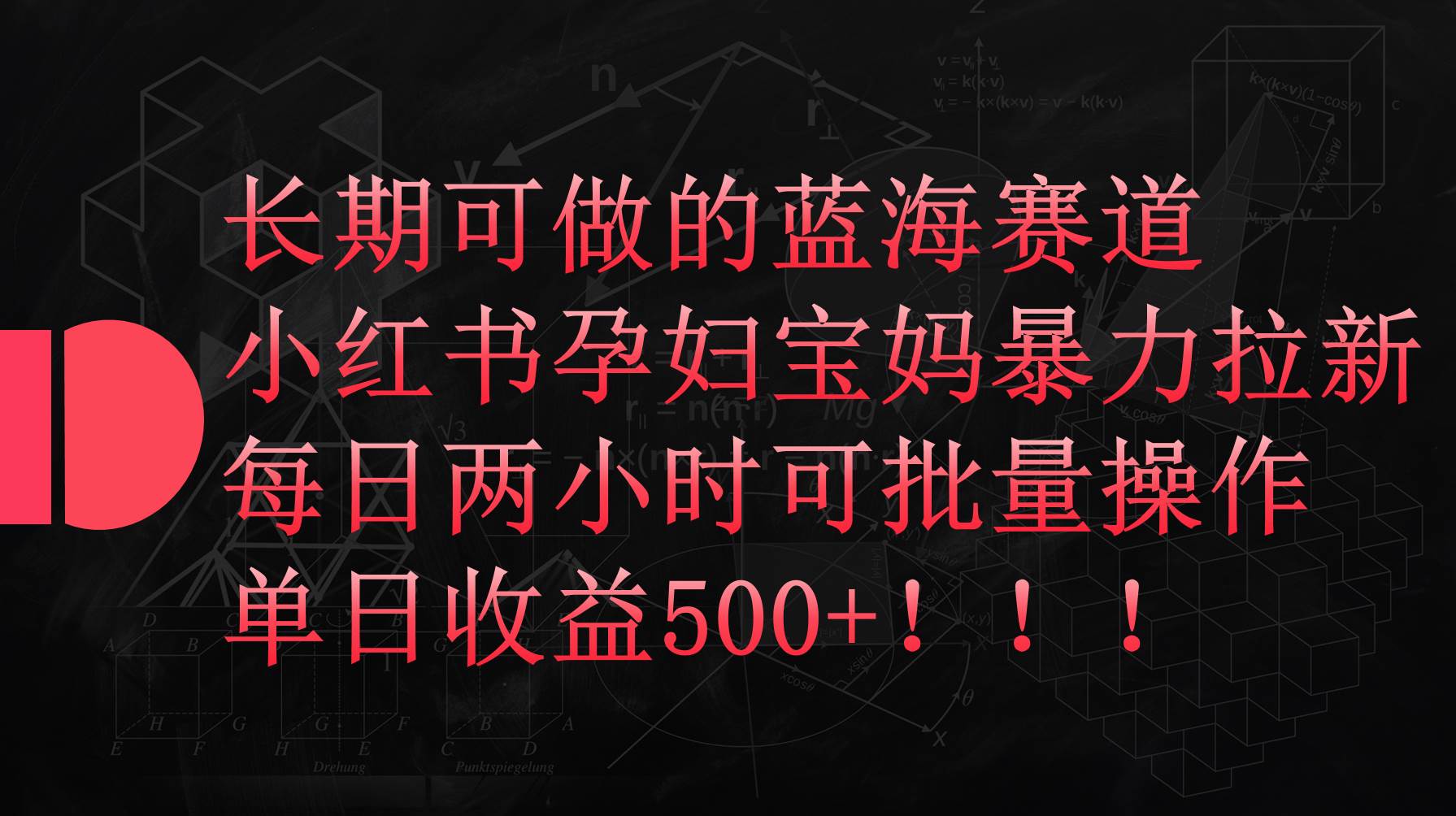 小红书孕妇宝妈暴力拉新玩法，每日两小时，单日收益500+_金轩项目库