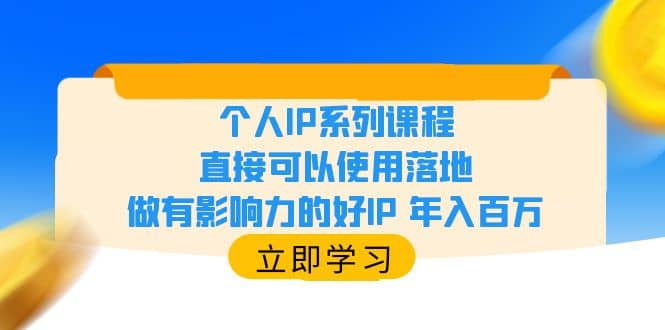 个人IP系列课程，直接可以使用落地，做有影响力的好IP 年入百万_金轩项目库