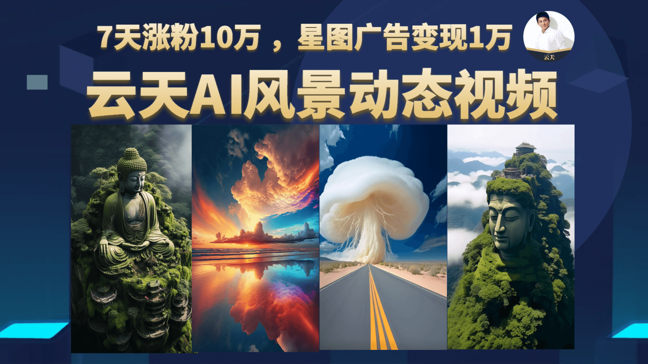 云天AI风景动图视频制作，7天涨粉10万 ，星图广告变现1万_金轩项目库