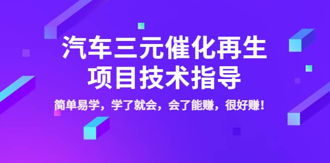 汽车三元催化再生项目技术指导，简单易学，学了就会，会了能赚，很好赚！_金轩项目库