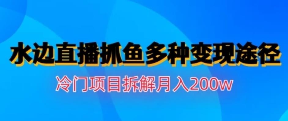 水边直播抓鱼，多种变现途径冷门项目，月入200w拆解【揭秘】_金轩项目库