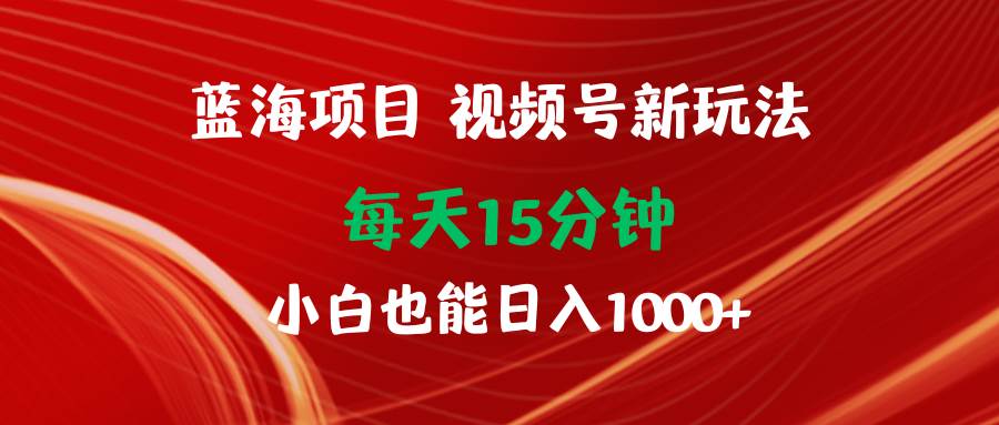 蓝海项目视频号新玩法 每天15分钟 小白也能日入1000+_金轩项目库