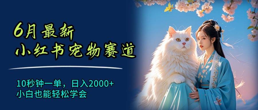 6月最新小红书宠物赛道，10秒钟一单，日入2000+，小白也能轻松学会_金轩项目库