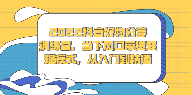 2022抖音好物分享训练营，当下风口带货变现模式，从入门到精通_金轩项目库