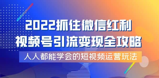 2022抓住微信红利，视频号引流变现全攻略，人人都能学会的短视频运营玩法_金轩项目库