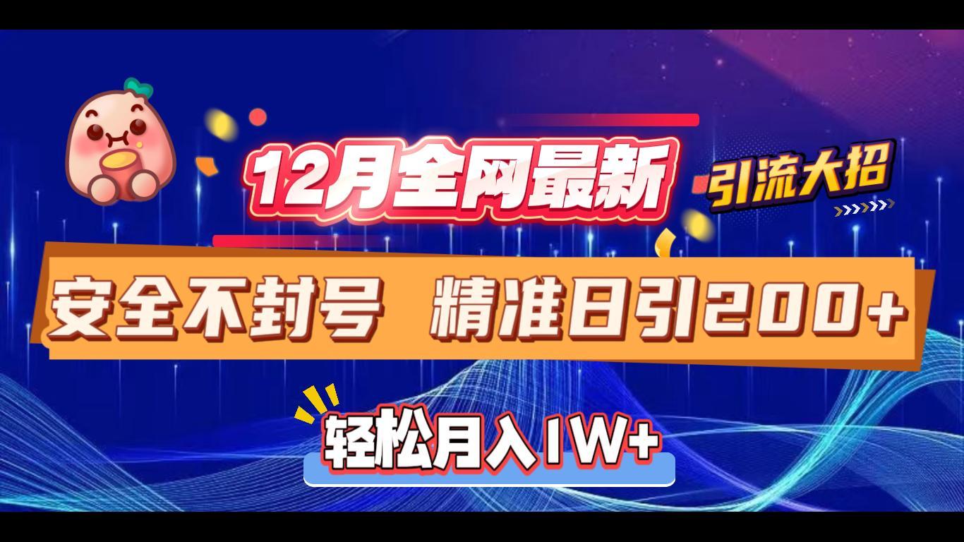 12月全网最新引流大招 安全不封号 日引精准粉200+_金轩项目库