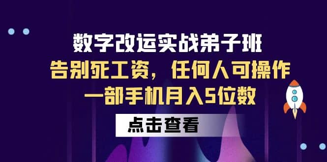 数字 改运实战弟子班：告别死工资，任何人可操作，一部手机月入5位数_金轩项目库
