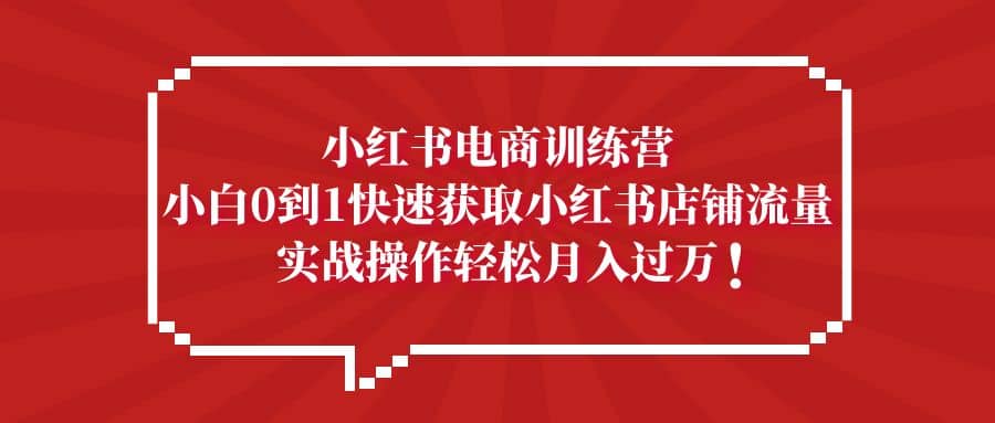 小红书电商训练营，小白0到1快速获取小红书店铺流量_金轩项目库