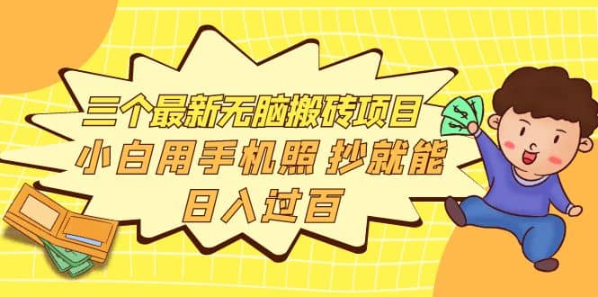 三个最新无脑搬砖项目，小白用手机照抄就能日入过百_金轩项目库