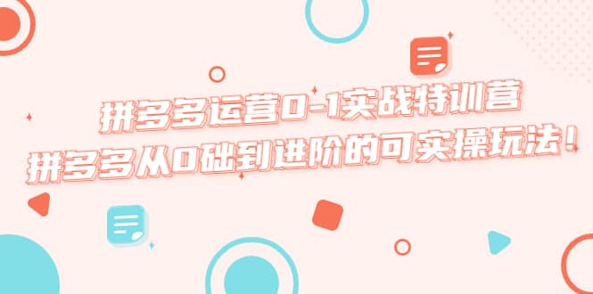 拼多多运营0-1实战特训营，拼多多从0础到进阶的可实操玩法_金轩项目库
