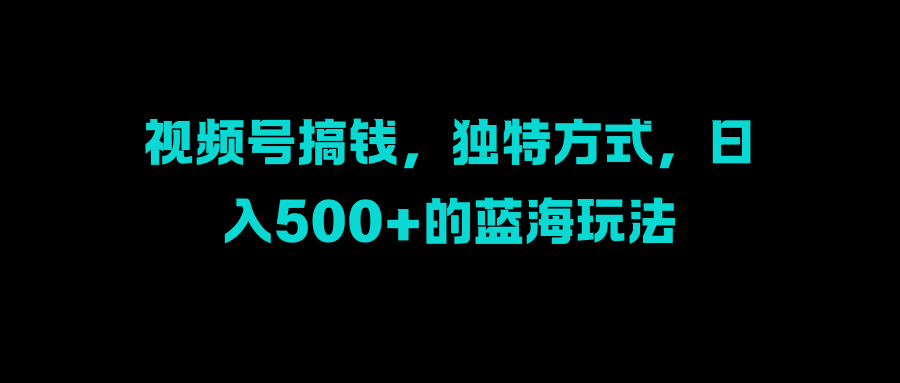 视频号搞钱，独特方式，日入500+的蓝海玩法_金轩项目库