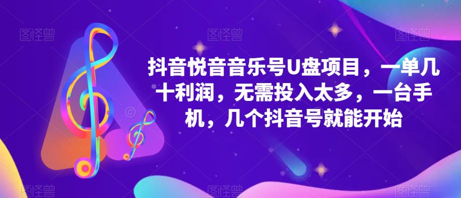 抖音音乐号U盘项目 一单几十利润 无需投入太多 一台手机 几个抖音号就开始_金轩项目库