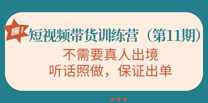 短视频带货训练营（第11期），不需要真人出境，听话照做，保证出单_金轩项目库