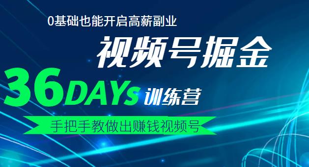 【视频号掘金营】36天手把手教做出赚钱视频号，0基础也能开启高薪副业_金轩项目库