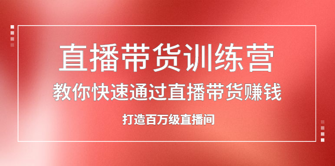 直播带货训练营，教你快速通过直播带货赚钱，打造百万级直播间_金轩项目库