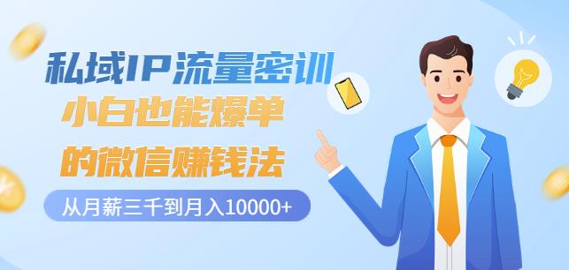 私域IP流量密训：小白也能爆单的微信赚钱法，从月薪三千到月入10000+_金轩项目库