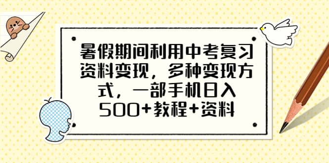 暑假期间利用中考复习资料变现，多种变现方式，一部手机日入500+教程+资料_金轩项目库