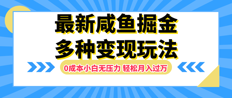最新咸鱼掘金玩法，更新玩法，0成本小白无压力，多种变现轻松月入过万_金轩项目库
