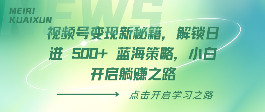 视频号变现新秘籍，解锁日进 500+ 蓝海策略，小白开启躺赚之路_金轩项目库