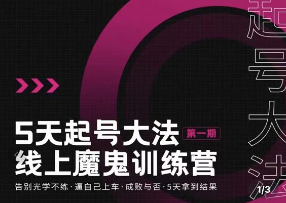 五天起号魔鬼训练营，告别光学不练，逼自己上车，成败与否，5天拿到结果_金轩项目库