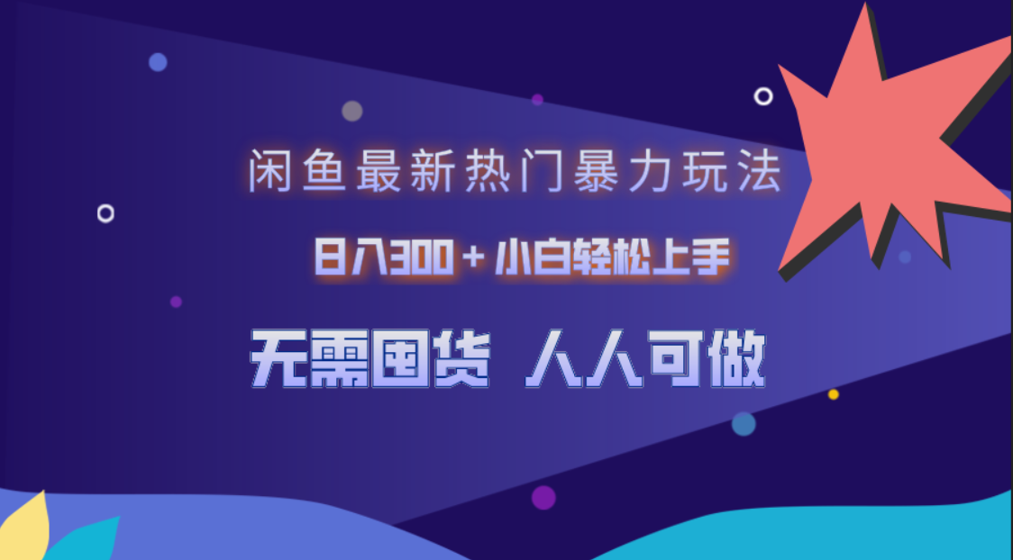 闲鱼最新热门暴力玩法，日入300＋小白轻松上手_金轩项目库