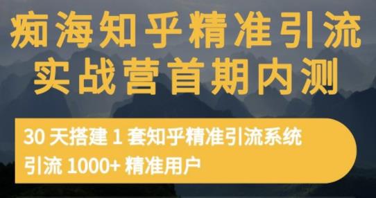 痴海知乎精准引流实战营1-2期，30天搭建1套知乎精准引流系统，引流1000+精准用户_金轩项目库