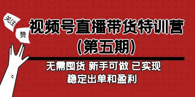 视频号直播带货特训营（第五期）无需囤货 新手可做 已实现稳定出单和盈利_金轩项目库