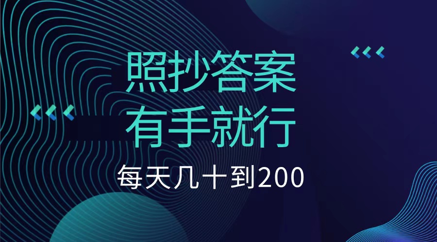 照抄答案，有手就行，每天几十到200低保_金轩项目库