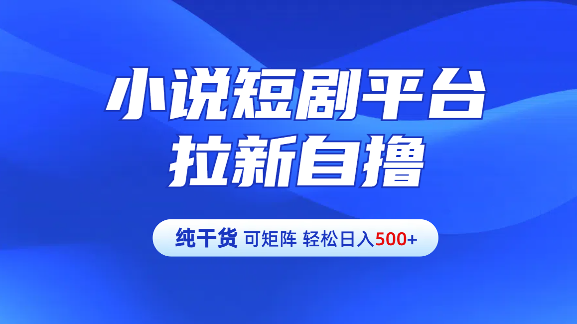 【纯干货】小说短剧平台拉新自撸玩法详解-单人轻松日入500+_金轩项目库