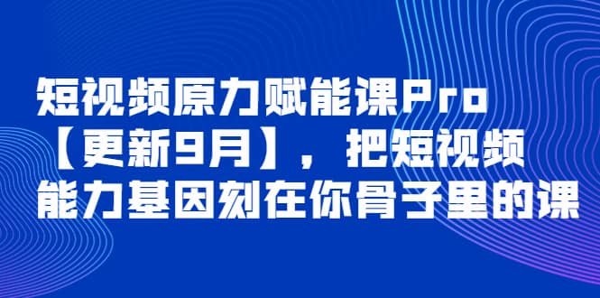 短视频原力赋能课Pro【更新9月】，把短视频能力基因刻在你骨子里的课_金轩项目库
