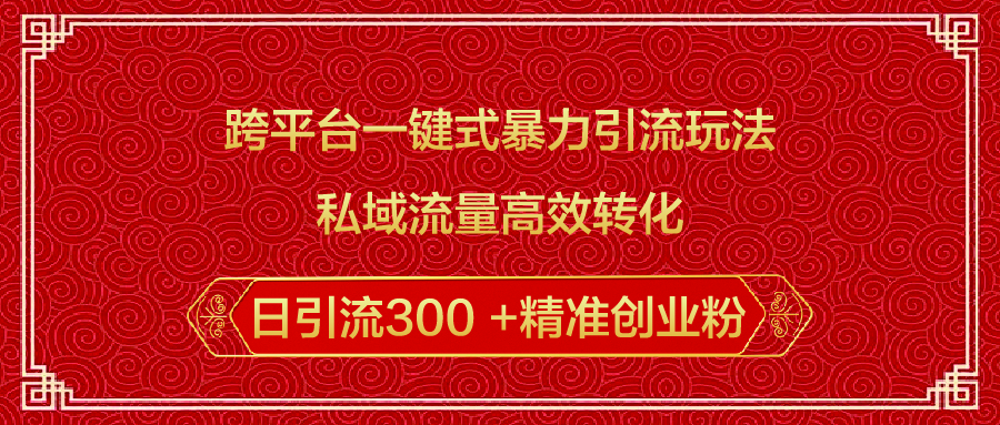 跨平台一键式暴力引流玩法，私域流量高效转化日引流300 +精准创业粉_金轩项目库