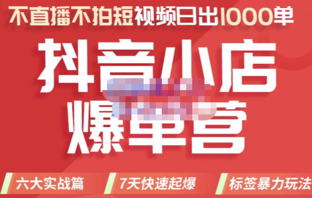 2022年抖音小店爆单营，不直播、不拍短视频、日出1000单，暴力玩法_金轩项目库