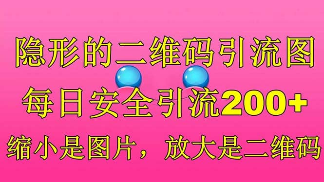 隐形的二维码引流图，缩小是图片，放大是二维码，每日安全引流200+_金轩项目库