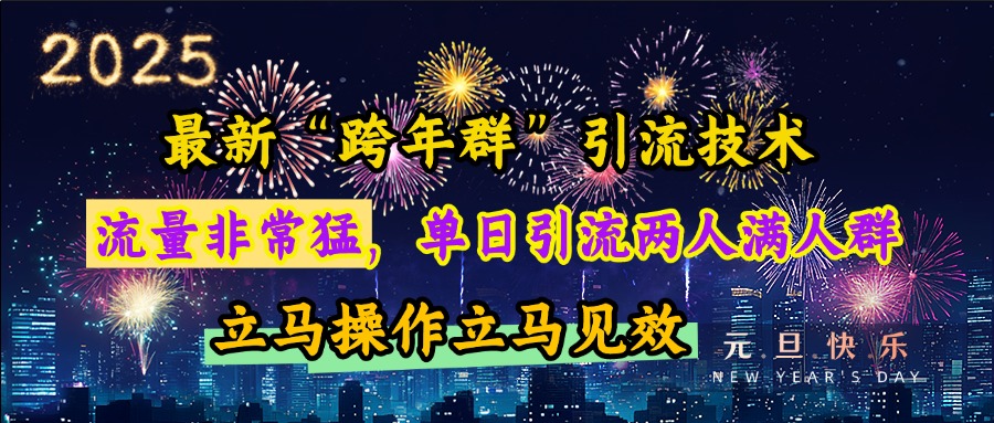 最新“跨年群”引流，流量非常猛，单日引流两人满人群，立马操作立马见效_金轩项目库