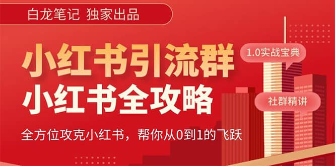价值980元的《小红书运营和引流课》，日引100高质量粉_金轩项目库