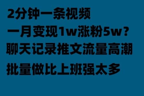 聊天记录推文！！！月入1w轻轻松松，上厕所的时间就做了_金轩项目库