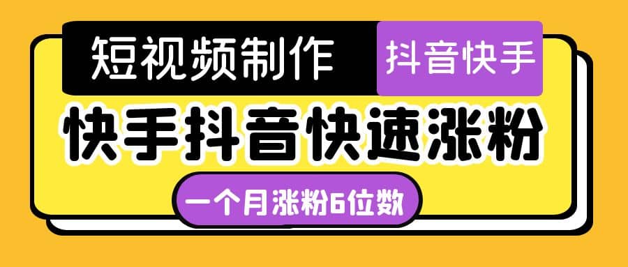 短视频油管动画-快手抖音快速涨粉：一个月粉丝突破6位数 轻松实现经济自由_金轩项目库