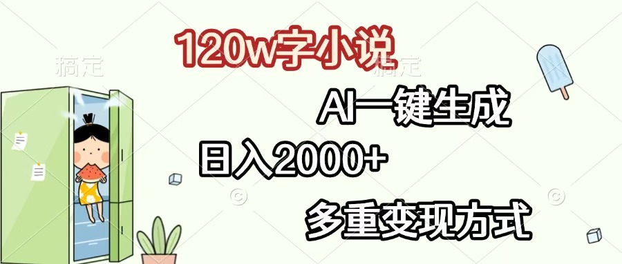 120w字小说，AI一键生成，日入2000+，多重变现方式_金轩项目库
