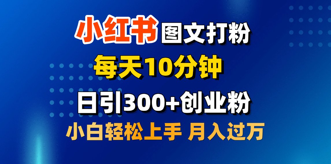 2月小红书图文打粉，每天10分钟，日引300+创业粉，小白轻松月入过万_金轩项目库