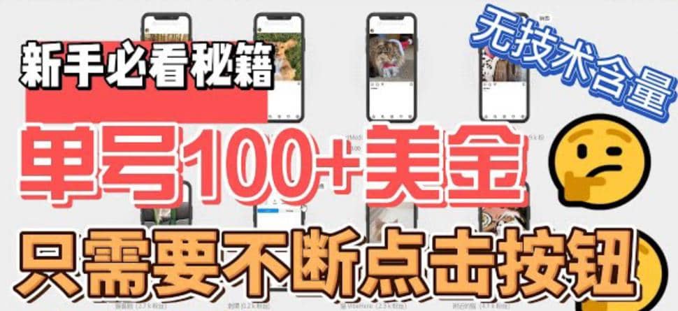 最新无脑只需不断点击按钮，单号100美金暴利项目，可批量操作_金轩项目库