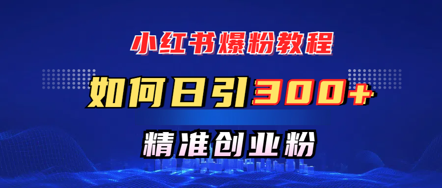 小红书爆粉教程，如何日引300+创业粉，快速实现精准变现！_金轩项目库