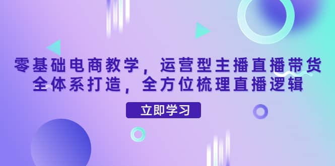 零基础电商教学，运营型主播直播带货全体系打造，全方位梳理直播逻辑_金轩项目库