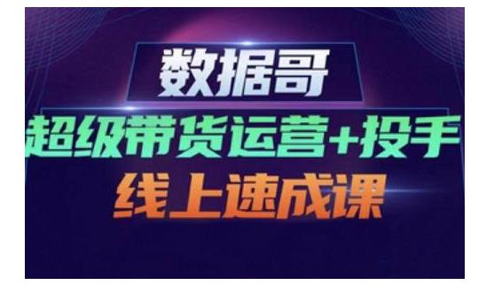 数据哥·超级带货运营+投手线上速成课，快速提升运营和熟悉学会投手技巧_金轩项目库