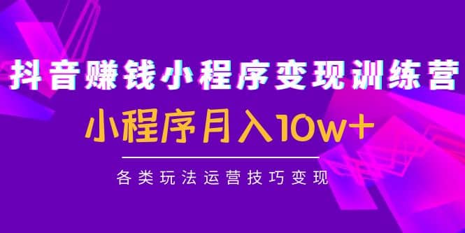 抖音小程序变现训练营：小程序各类玩法运营技巧变现_金轩项目库