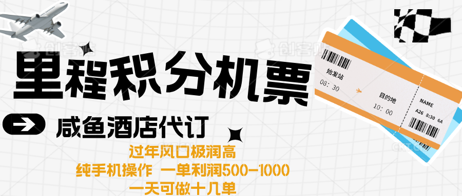 出行高峰来袭，里程积分/酒店代订高爆发期，一单300+—2000+_金轩项目库