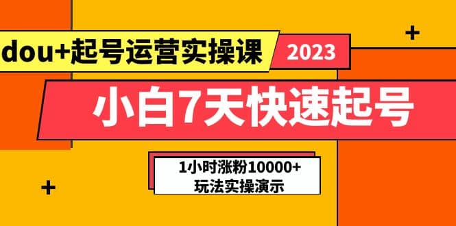 小白7天快速起号：dou+起号运营实操课，实战1小时涨粉10000+玩法演示_金轩项目库