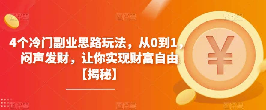 4个冷门副业思路玩法，从0到1，闷声发财，让你实现财富自由【揭秘】_金轩项目库