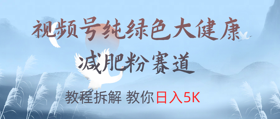 视频号纯绿色大健康粉赛道，教程拆解，教你日入5K_金轩项目库
