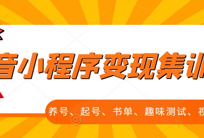 抖音小程序变现集训课，养号、起号、书单、趣味测试、视频剪辑，全套流程_金轩项目库