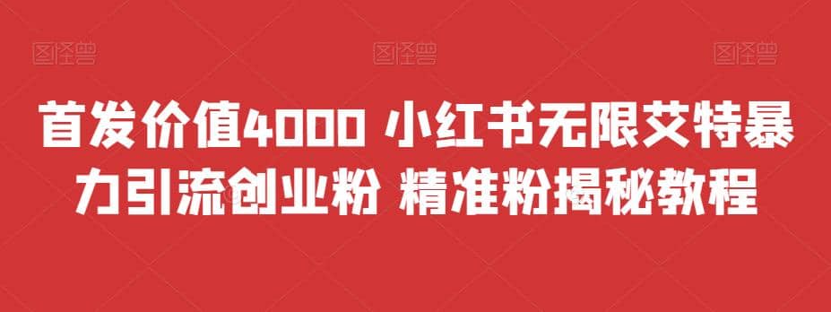 首发价值4000 小红书无限艾特暴力引流创业粉 精准粉揭秘教程_金轩项目库